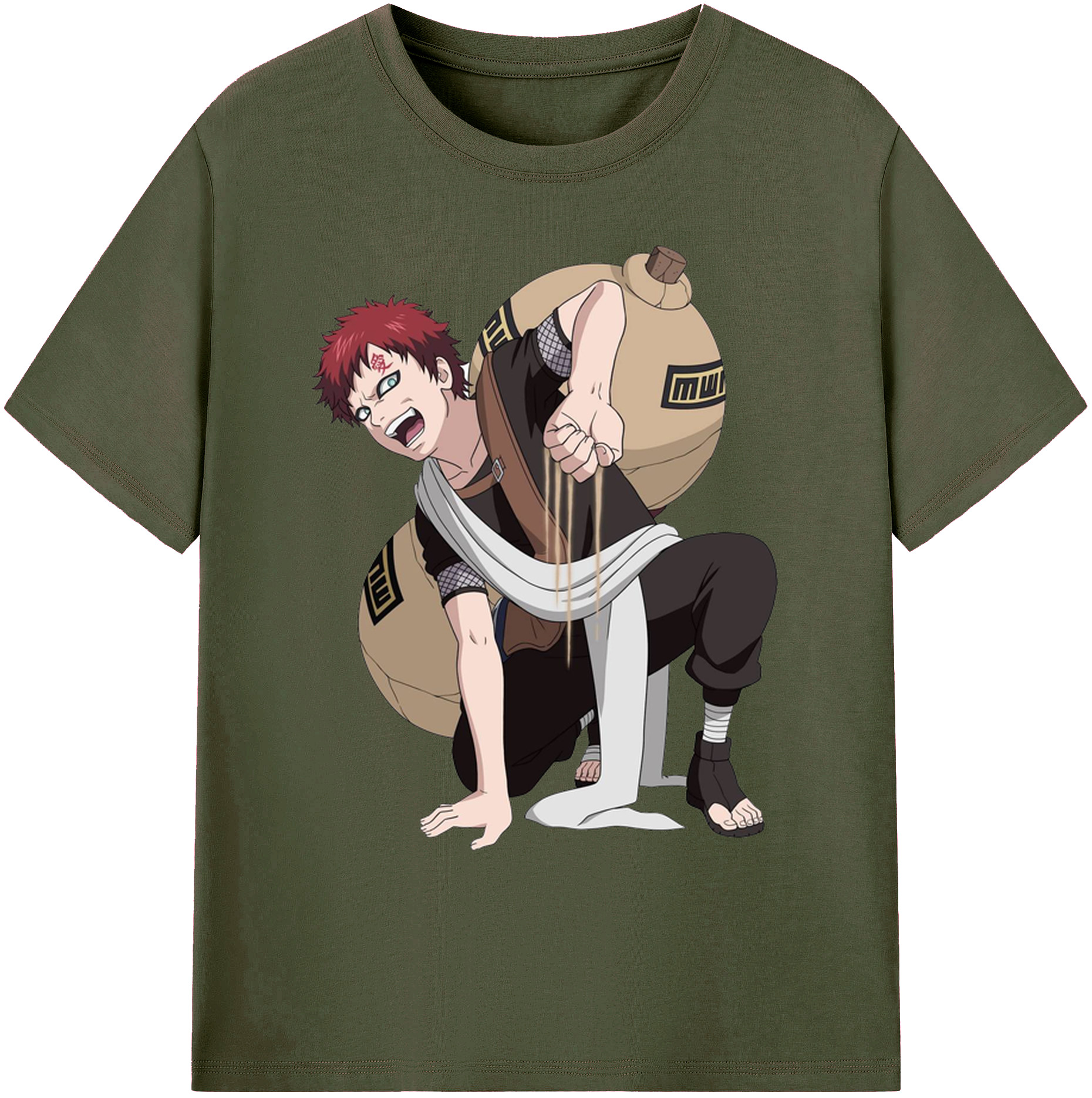 （画像用） NARUTO -ナルト- ガアラ Gaara 綿100％ メンズ半袖Tシャツ｜肌触りやわらか＆通気性